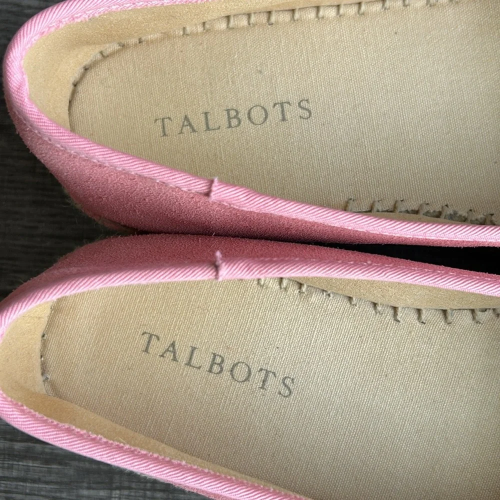 Talbots Pink‎ QUINN SUEDE PLATFORM ESPADRILLES Slip-On Bow Tie Shoes 7.5W